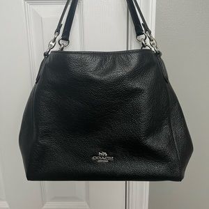 Coach Hallie Shoulder Bag, black and silver